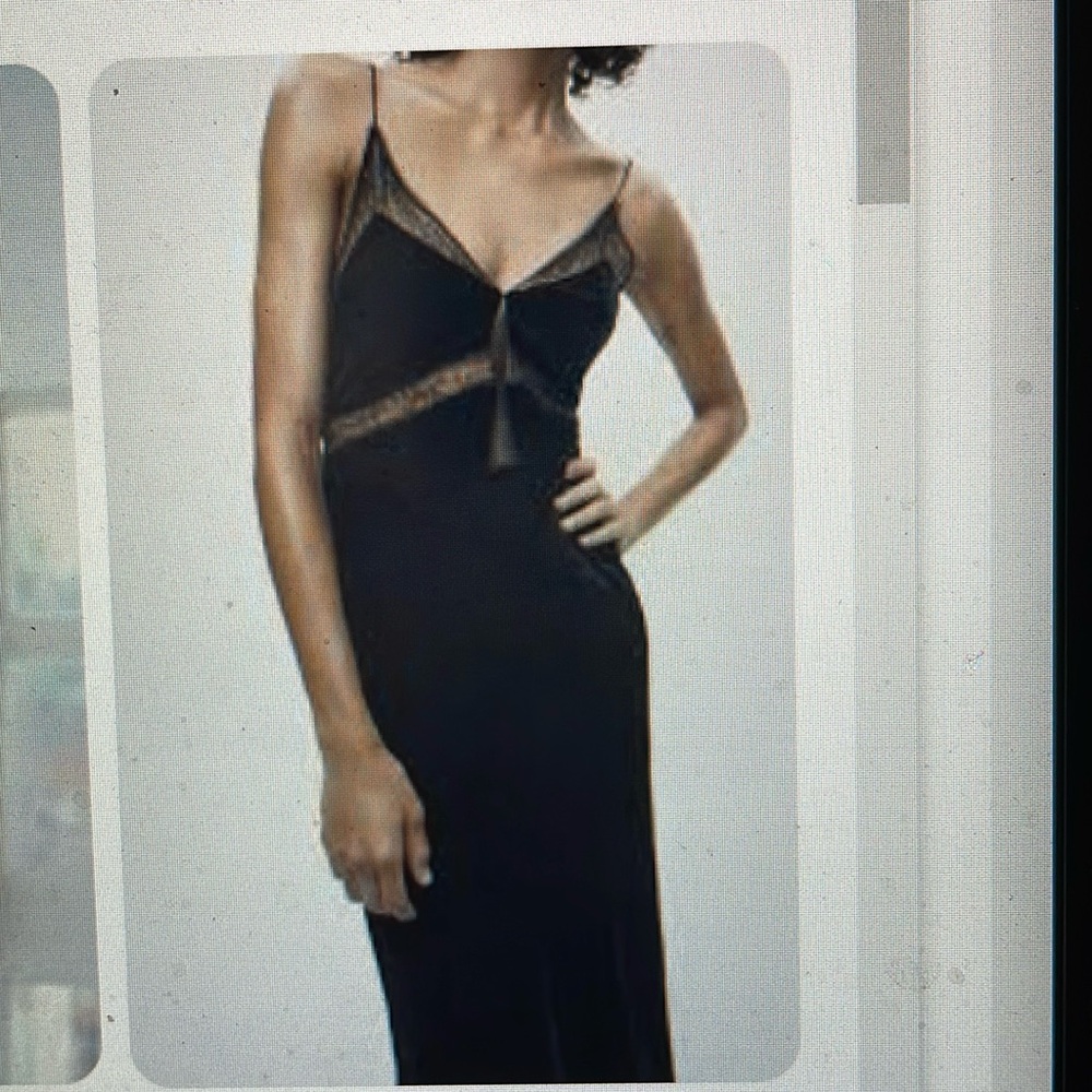 Zara Elegant Black Lace Maxi Dress